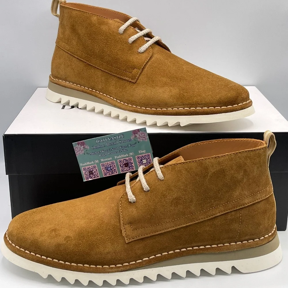 DONALD PLINER CHUCK 'MADE IN ITALY' COGNAC SUEDE LACE-UP BOOTS‎ (10)
